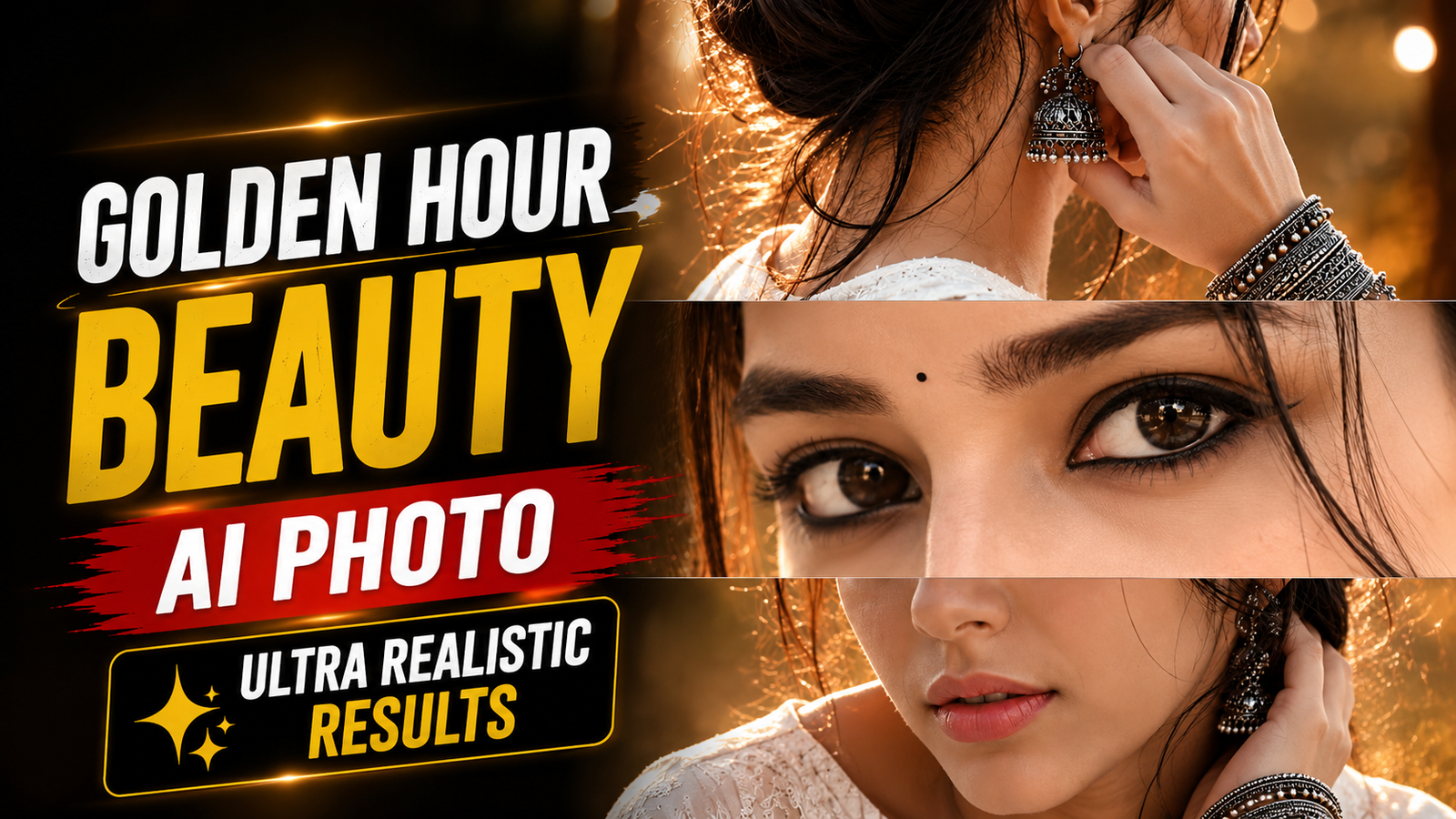 Photo.webpCinematic Eyes Focus AI photo editing prompt result: vertical three-panel portrait collage