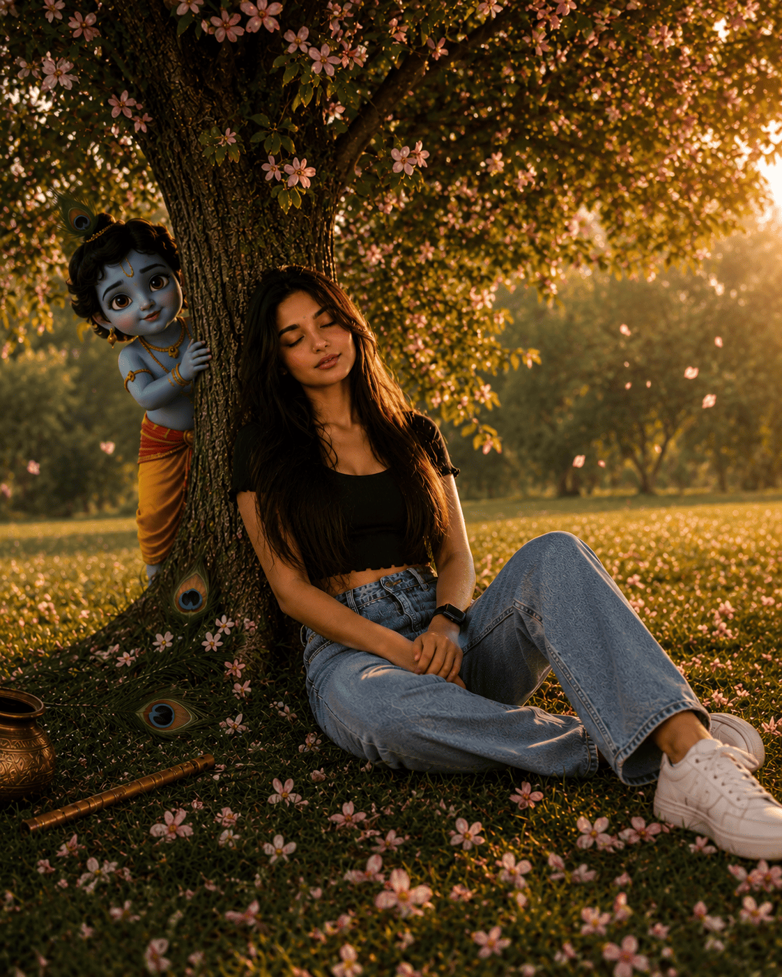 Little Krishna prompt girl example - Tech Upkar Tech Upkar Little Krishna AI photo editing prompt girl version example generated using ChatGPT