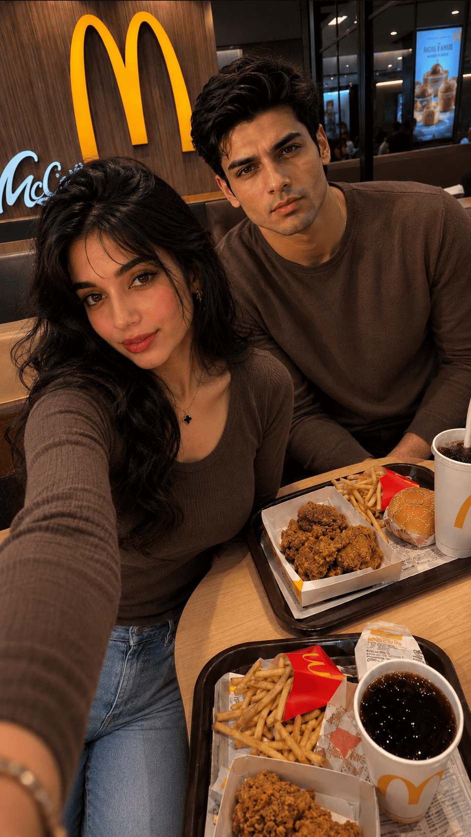 McDonald's Couple Selfie AI Prompt example - Tech Upkar McDonald's Couple Selfie AI Prompt example generated using ChatGPT by Tech Upkar