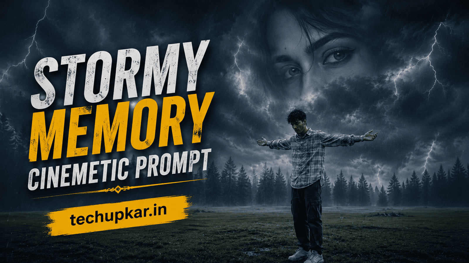 Tech Upkar Storm Memory AI photo editing prompt featured image with cinematic storm clouds